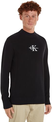 Calvin Klein Jeans Herren Pullover Monologo Sweater Strickpullover, Schwarz (Ck Black), L von Calvin Klein Jeans