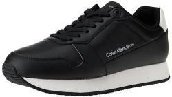 Calvin Klein Jeans Herren Runner Sneaker Retro Runner Low Lth In Sat Schuhe, Mehrfarbig (Black/Bright White), 46 EU von Calvin Klein Jeans