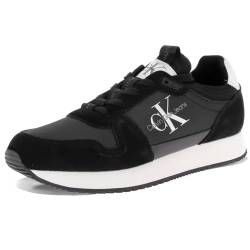 Calvin Klein Jeans Herren Runner Sneaker Runner Sock Laceup Ny-Lth Sportschuhe, Mehrfarbig (Black/Bright White), 43 EU von Calvin Klein Jeans