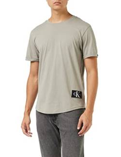 Calvin Klein Jeans Herren T-Shirt Kurzarm Badge Turn Up Sleeve Rundhalsausschnitt, Beige (Elephant Skin), 3XL von Calvin Klein Jeans