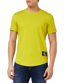 Calvin Klein Jeans Herren T-Shirt Kurzarm Badge Turn Up Sleeve Rundhalsausschnitt, Gelb (Tonic Yellow), S von Calvin Klein Jeans