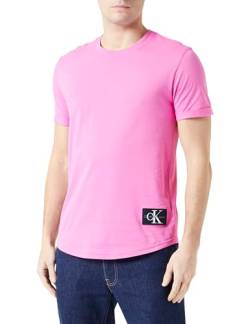 Calvin Klein Jeans Herren T-Shirt Kurzarm Badge Turn Up Sleeve Rundhalsausschnitt, Rosa (Pink Amour), S von Calvin Klein Jeans