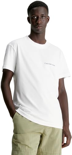 Calvin Klein Jeans Herren T-Shirt Kurzarm Institutional Tee Rundhalsausschnitt, Weiß (Bright White), S von Calvin Klein Jeans