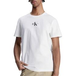 Calvin Klein Jeans Herren T-Shirt Kurzarm Monologo Regular Tee aus Bio-Baumwolle, Weiß (Bright White), XS von Calvin Klein Jeans