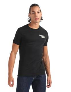 Calvin Klein Jeans Herren T-Shirt Kurzarm Stacked Box Tee Rundhalsausschnitt, Schwarz (Ck Black), XS von Calvin Klein Jeans