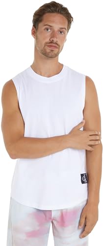Calvin Klein Jeans Herren Tank Top Monologo Badge aus Baumwolle, Weiß (Bright White), M von Calvin Klein Jeans
