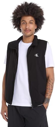 Calvin Klein Jeans Herren Weste Lightweight Vest Knitter-Look, Schwarz (Ck Black), M von Calvin Klein Jeans