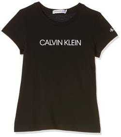 Calvin Klein Jeans Mädchen T-Shirt Kurzarm Institutional Rundhalsausschnitt, Schwarz (Ck Black), 4 Jahre von Calvin Klein Jeans