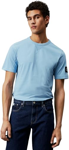 Calvin Klein Jeans Men's BADGE REGULAR TEE S/S Knit Tops, Dusk Blue, S von Calvin Klein Jeans