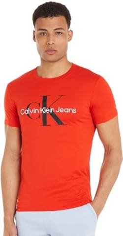 Calvin Klein Jeans Men's SEASONAL MONOLOGO TEE S/S T-Shirts, Fiery Red, L von Calvin Klein Jeans