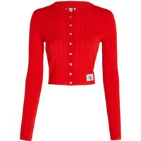 Calvin Klein Jeans Strickjacke, Knopfleiste, Label, für Damen, rot, L von Calvin Klein Jeans