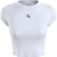 Calvin Klein Jeans T-Shirt "Rib Baby", Rundhals, für Damen, weiß, M von Calvin Klein Jeans