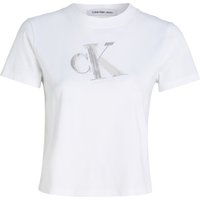 Calvin Klein Jeans T-Shirt, Logo-Frontprint, für Damen, weiß, S von Calvin Klein Jeans