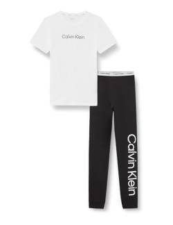 Calvin Klein Jeans Unisex Kinder Knit PJ (SS+Cuffed Pant) KK0KK00091 Set, Weiß (White Pack 09), 10-12 Jahre von Calvin Klein Jeans