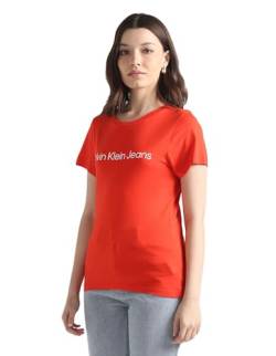 Calvin Klein Jeans Women's INSTITUTIONAL LOGO 2-PACK TEE S/S T-Shirts, Fiery Red/Bright White, M von Calvin Klein Jeans