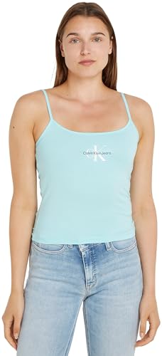 Calvin Klein Jeans Women's MONOLOGO STRAPPY TANK TOP S/S Knit Tops, Blue Tint, S von Calvin Klein Jeans
