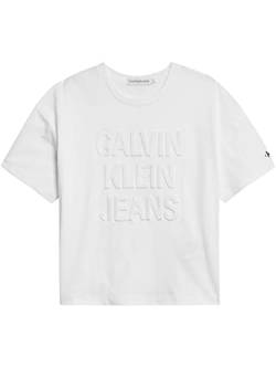 Calvin Klein Mädchen T-Shirt Kurzarm Debossed Logo T-Shirt Weiß 12 Jahre von Calvin Klein Jeans