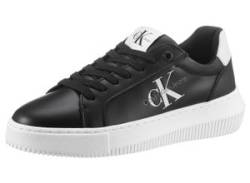 Sneaker CALVIN KLEIN JEANS "CHUNKY CUPSOLE MONO LTH WN" Gr. 41, schwarz (schwarz weiß) Damen Schuhe Sneaker von Calvin Klein Jeans