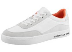 Sneaker CALVIN KLEIN JEANS "SAWYER 9C3" Gr. 42, weiß (weiß, kombiniert) Herren Schuhe Stoffschuhe mit Logoschriftzug, Freizeitschuh, Halbschuh, Schnürschuh von Calvin Klein Jeans