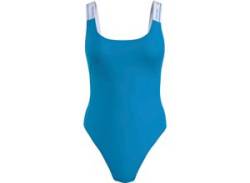 Badeanzug CALVIN KLEIN SWIMWEAR "ONE PIECE-RP" Gr. XXL (46), N-Gr, blau (malibu blue) Damen Badeanzüge Ocean Blue mit Logoschriftzügen auf den Trägern von Calvin Klein Swimwear