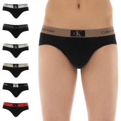 Calvin Klein 7-er Set Slips Schwarz mit verschiedenfarbigem Webbund von Calvin Klein