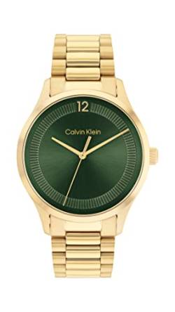 Calvin Klein Analog Quarzuhr Unisex mit Gelbgoldfarbenes Edelstahlarmband - 25200229 von Calvin Klein