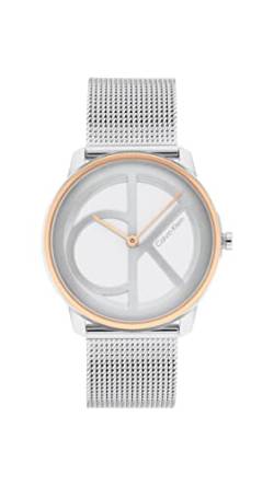 Calvin Klein Analog Quarzuhr Unisex mit Silbernes Edelstahl-Mesh-Gliederarmband - 25200033 von Calvin Klein