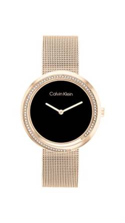 Calvin Klein Analog Quarzuhr für Damen mit Rotgoldfarbenes Edelstahl-Mesh-Gliederarmband - 25200151 von Calvin Klein