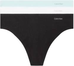 Calvin Klein Damen 3er Pack Strings Invisibles Cotton Nahtlos, Mehrfarbig (Black/White/Island Reef), 3XL von Calvin Klein