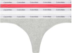 Calvin Klein Damen 3er Pack Strings Modern Logo Tangas, Mehrfarbig (Azalea/White/Grey Heather), M von Calvin Klein