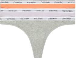 Calvin Klein Damen 3er Pack Strings Modern Logo Tangas, Mehrfarbig (Cadmium Orng/Gry Htr/Lavender Blue), L von Calvin Klein