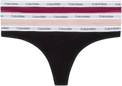 Calvin Klein Damen 3er Pack Strings Modern Logo Tangas, Mehrfarbig (Purple Potion/Subdued/Black), L von Calvin Klein