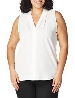 Calvin Klein Damen Ärmellose umgekehrten Falten Bluse, Weiß (Soft White), Mittel von Calvin Klein