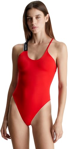 Calvin Klein Damen Badeanzug One Piece Crossover-Design, Rot (Cajun Red), XXL von Calvin Klein