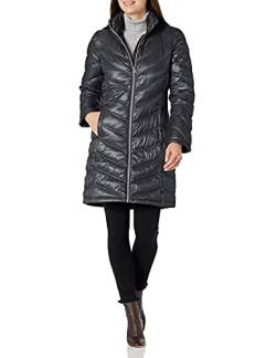 Calvin Klein Damen Chevron Gesteppte verstaubare Daunenjacke (Standard und Plus), Schwarz, M von Calvin Klein