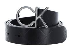 Calvin Klein Damen Gürtel Re-Lock Quilt Ck Logo Belt 30mm Ledergürtel, Schwarz (Ck Black), 100 von Calvin Klein