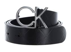 Calvin Klein Damen Gürtel Re-Lock Quilt Ck Logo Belt 30mm Ledergürtel, Schwarz (Ck Black), 80 von Calvin Klein
