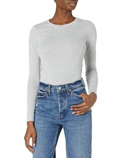 Calvin Klein Damen Jeans Langarm-Body mit Rundhalsausschnitt T-Shirt, Pearl Heather Grey, Mittel von Calvin Klein