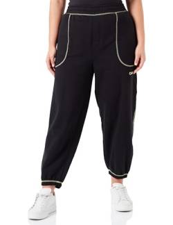 Calvin Klein Damen Jogginghose Sweatpants, Schwarz (Black/Sunny Lime), XL von Calvin Klein