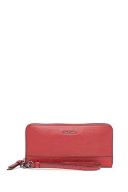 Calvin Klein Damen Key Item Saffiano Continental Zip Around Wallet with Wristlet Strap, rubinrot von Calvin Klein