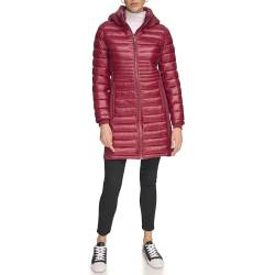 Calvin Klein Damen Lange, leichte Pufferjacke Daunenmantel, Port, L von Calvin Klein