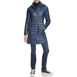 Calvin Klein Damen Lange, leichte Pufferjacke Daunenmantel, Shine Slate Blue, M von Calvin Klein