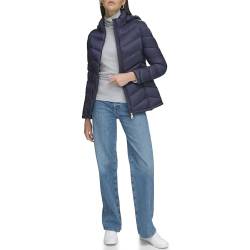 Calvin Klein Damen Leichte Pufferjacke mit Kapuze Daunenmantel, Klassisches Blau, XL von Calvin Klein