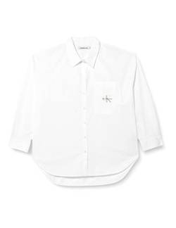 Calvin Klein Damen Plus Monologo Relaxed Shirt J20J220144 Gewebte Oberteile, Weiß (Bright White), XXL von Calvin Klein
