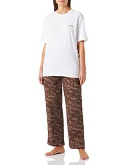 Calvin Klein Damen Pyjama-Set Lang, Braun (Floral Shadows/Mauve), L von Calvin Klein