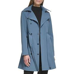 Calvin Klein Damen Regenjacke mit Gürtel und abnehmbarer Kapuze, Oasis Teal, S von Calvin Klein