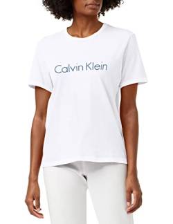 Calvin Klein Damen S/S Crew Neck Hemd, White_Riverbed Logo, XS von Calvin Klein