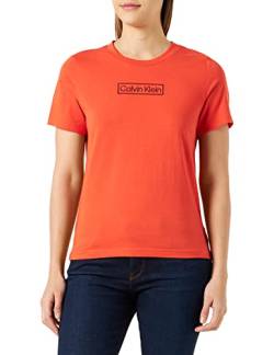 Calvin Klein Damen T-Shirt Kurzarm Rundhalsausschnitt, Rot (Fiesta), S von Calvin Klein