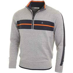Calvin Klein Golf Herren CK Vertex Half Zip Neck Sweater Pullover - Silber - XXL von Calvin Klein