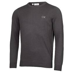 Calvin Klein Golf Herren Rundhals-Tour Sweater - Stahlgrau - S von Calvin Klein